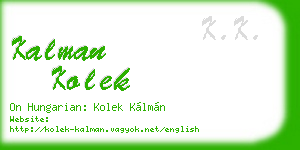 kalman kolek business card